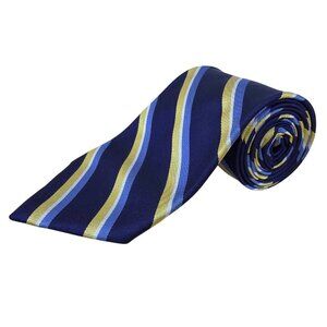 Vintage Brooks Brothers Mens Blue/Yellow Striped Silk Necktie Handmade In USA